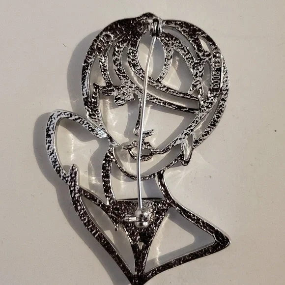 *R Lady Remington Lady Silver Tone Brooch Good Condition - Picture 2 of 5